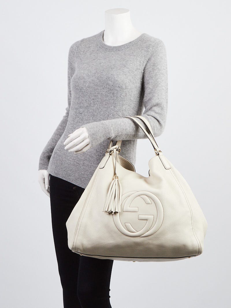 Gucci White Leather Soho Large Tote Bag | Yoogi