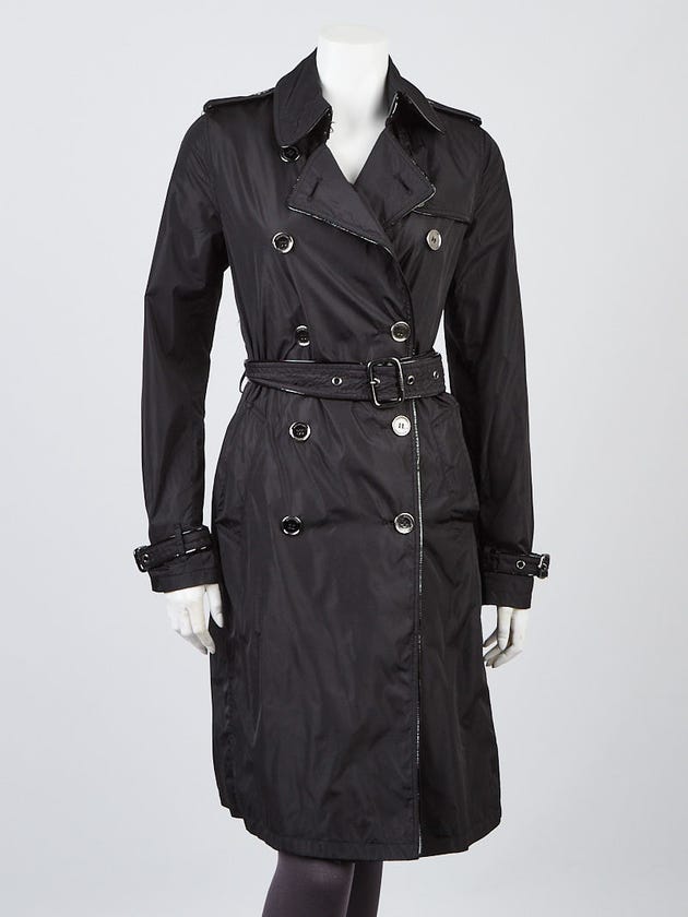 Burberry London Black Nylon Trench Coat Size 4/38