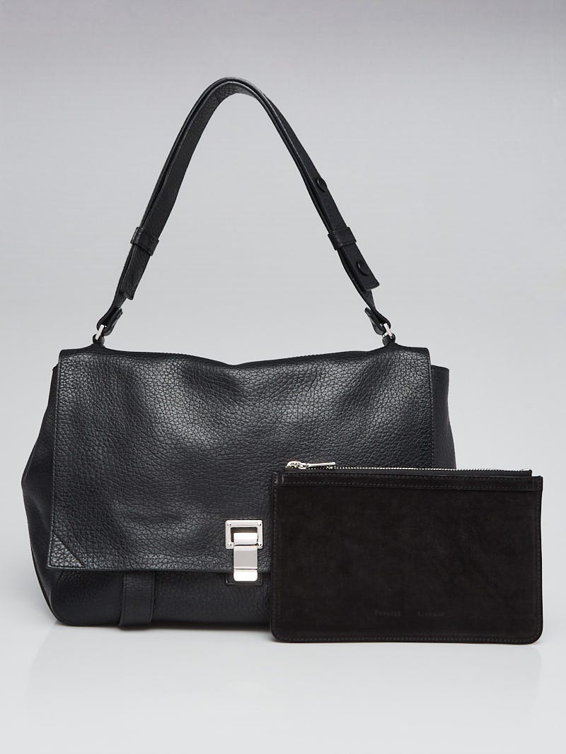 Proenza Schouler Black Pebbled Leather Large Courier Bag Yoogi s