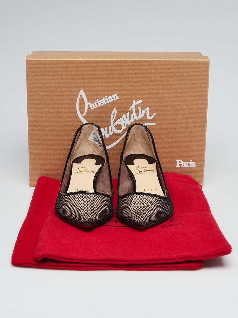 Christian Louboutin Black Fishnet and Patent Leather Follies