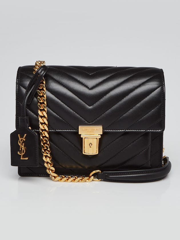 Yves Saint Laurent Black Matelasse Lambskin Leather Small High School Satchel Bag