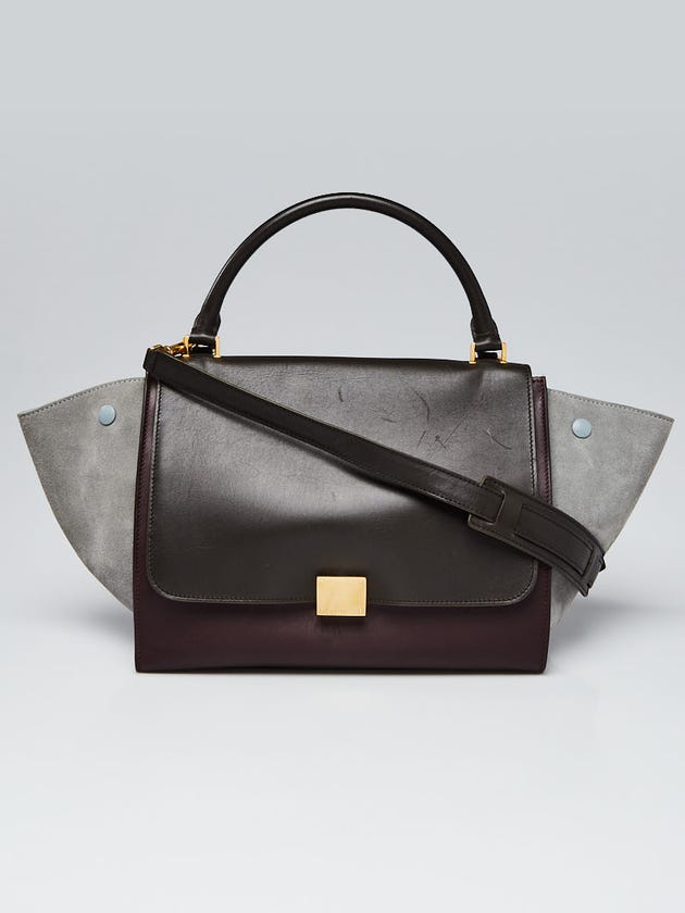 Celine Tri-Color Smooth Leather and Suede Medium Trapeze Bag