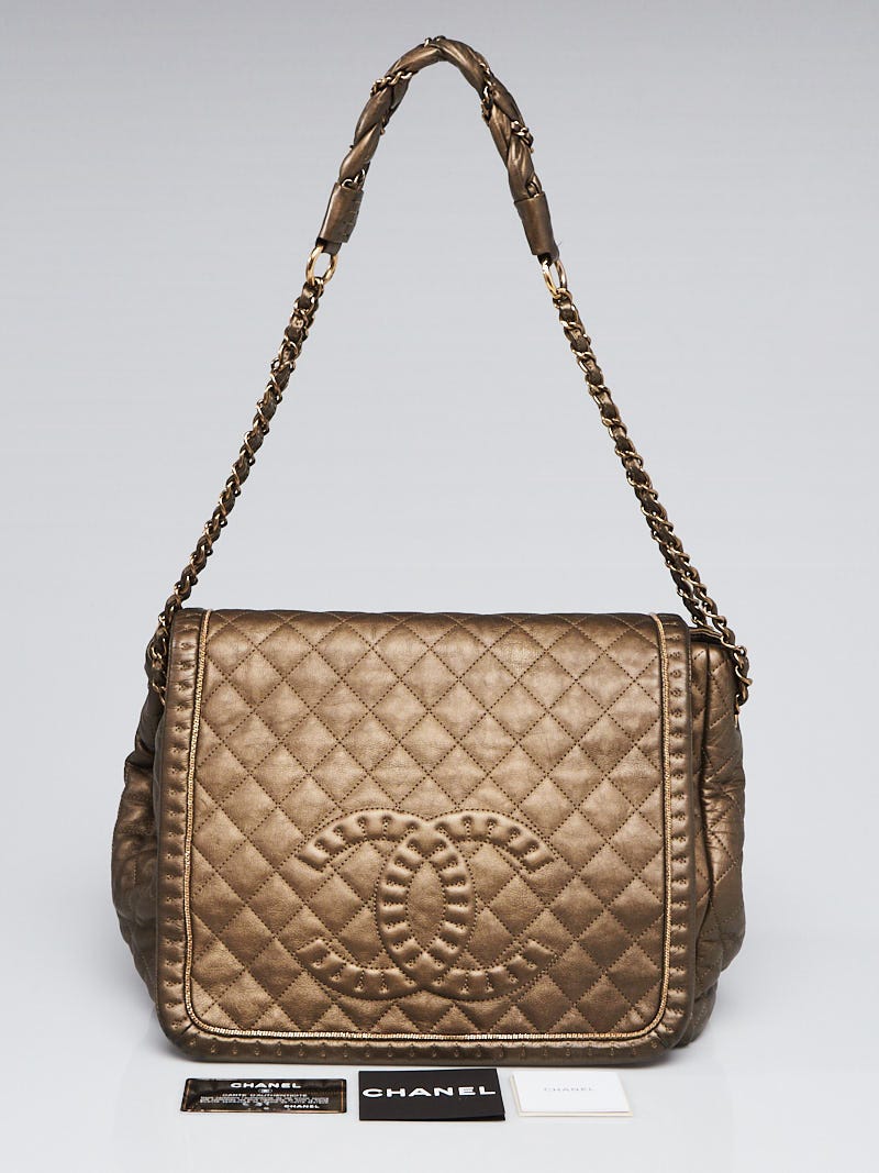 Chanel Bronze Quilted Leather Calfskin Leather Istanbul Large Flap