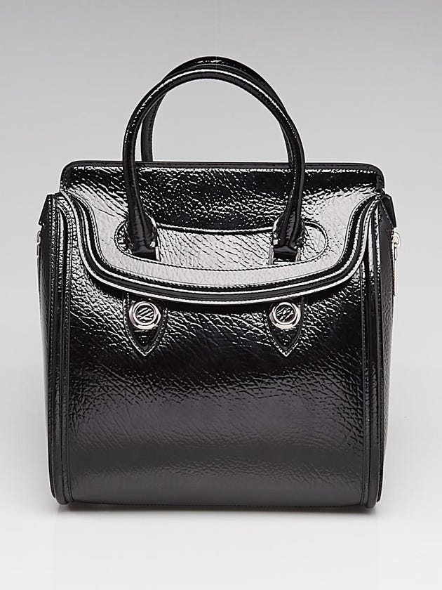 Alexander McQueen Black Patent Leather Heroine Satchel Bag