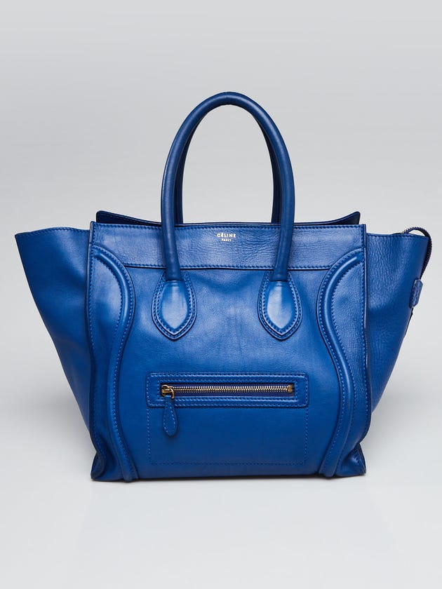 Celine Blue Smooth Leather Mini Luggage Tote Bag