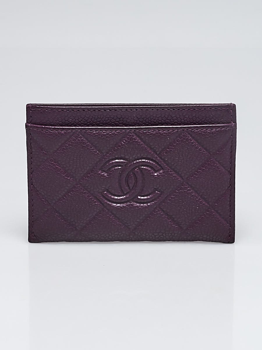 Chanel Dark Purple Quilted Leather Diamond Stitch Card Holder - Yoogi's  Closet