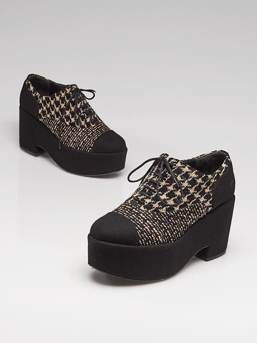 CHANEL Black Velvet Platform Sandals Size 10 41  Seams to Fit Womens  Consignment