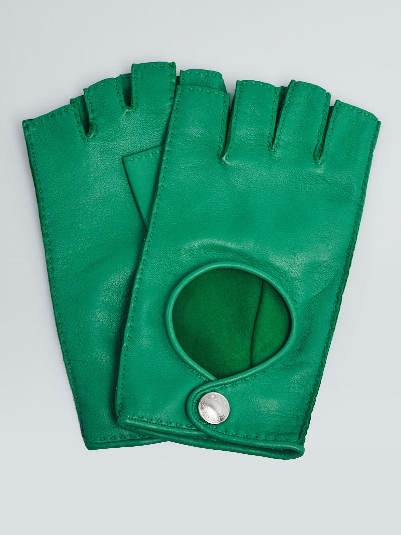 Hermes Bambou Lambskin Leather Fingerless Gloves | Yoogi's Closet