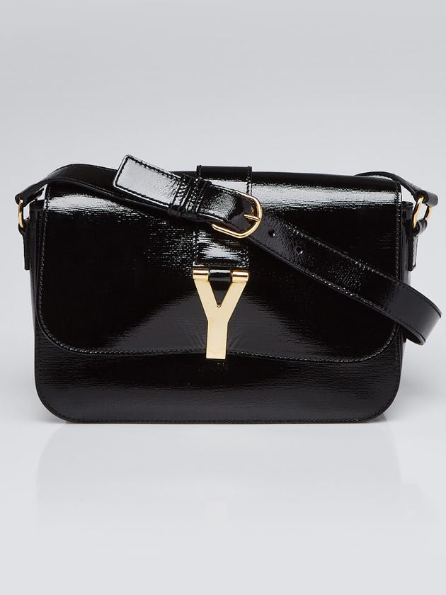 Yves Saint Laurent Black Patent Leather Large ChYc Flap Bag
