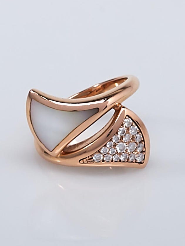 Bvlgari 18k Rose Gold with Diamonds and Mother of Pearl Divas' Dream Ring Size 6
