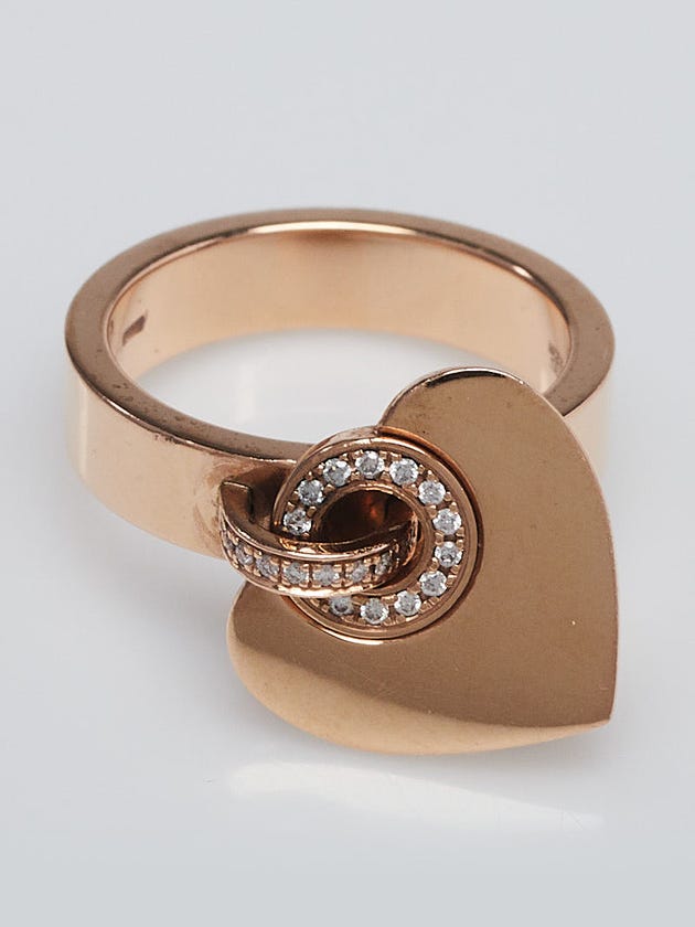 Bvlgari 18k Rose Gold and Diamond Heart Ring Size 6