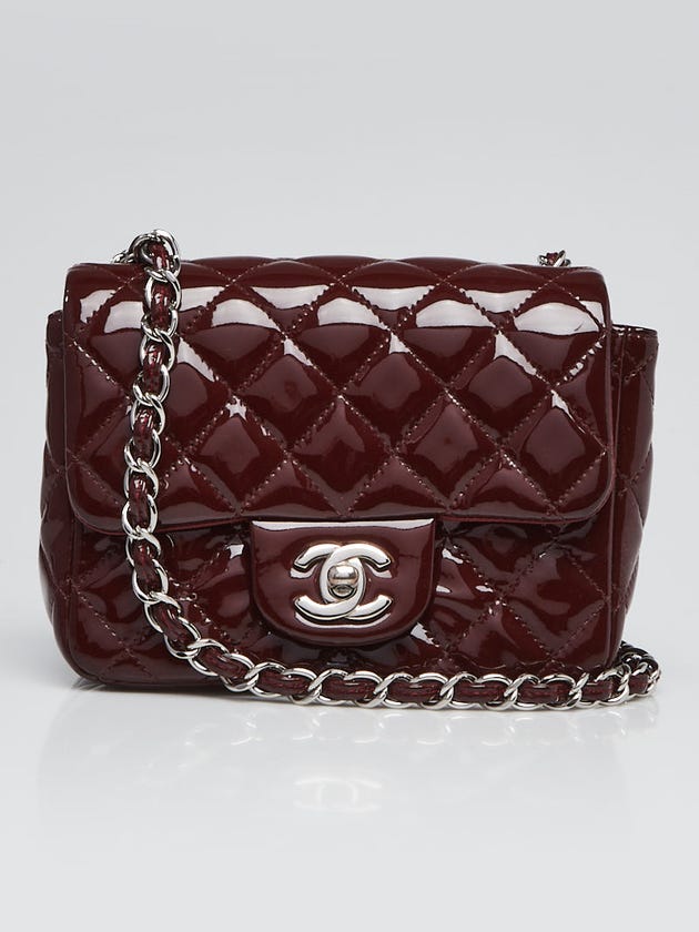 Chanel Burgundy Quilted Patent Leather Classic Square Mini Flap Bag