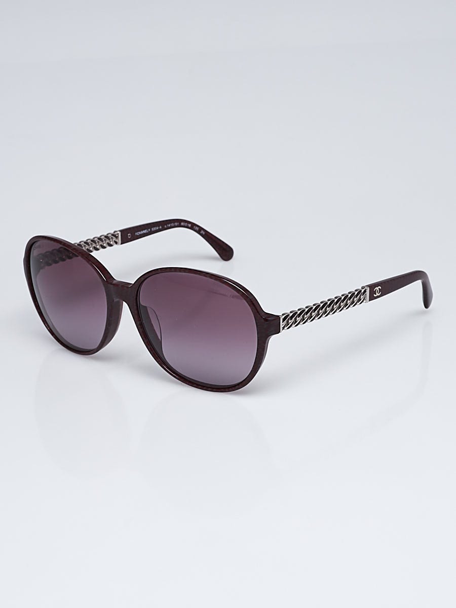 Chanel Red Print  Frame Chain-Link Sunglasses-5304