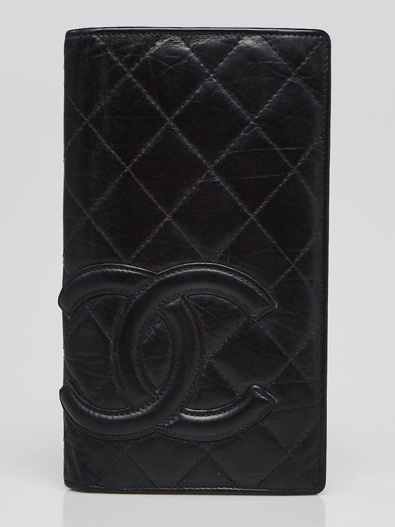 Chanel Black Quilted Leather Cambon Ligne L Yen Wallet