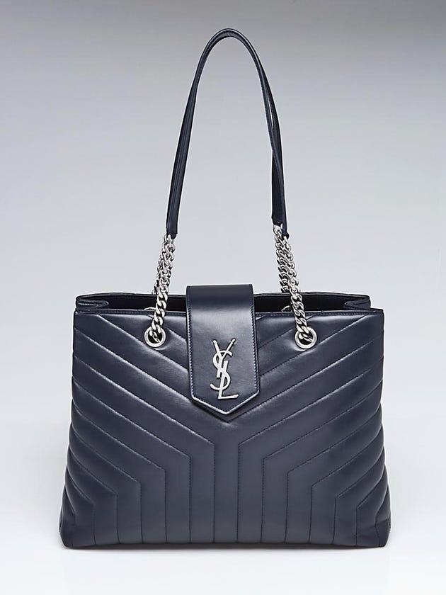 Yves Saint Laurent Deep Marine 'Y' Quilted Leather LouLou Tote Bag