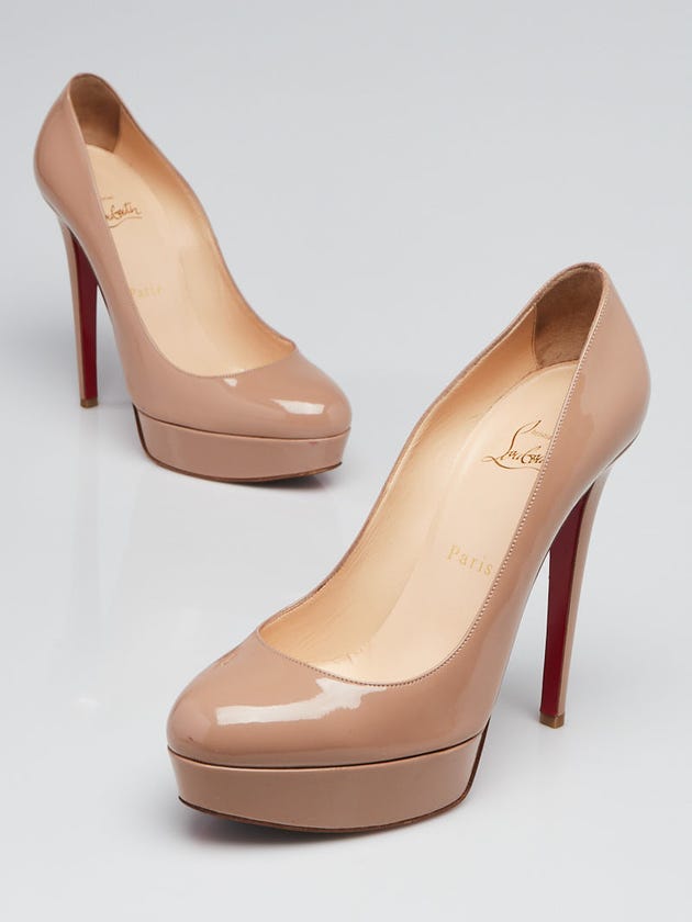 Christian Louboutin Nude Patent Leather Bianca 140 Pumps Size 8/38.5