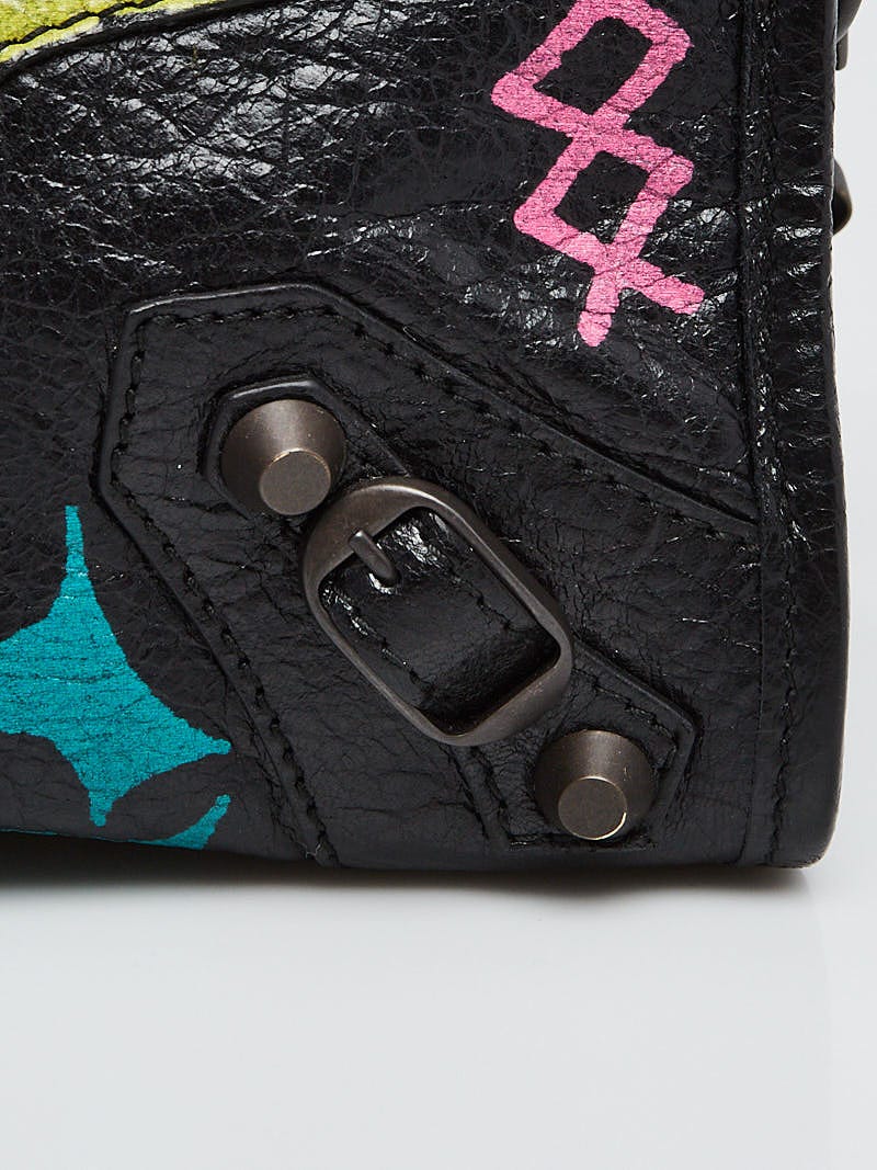 Balenciaga Black Graffiti Leather Ville XXS Logo Crossbody Bag - Yoogi's  Closet