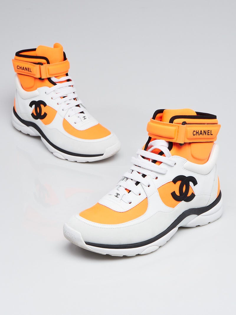 Cheap orange and black chanel sneakers big sale  OFF 72