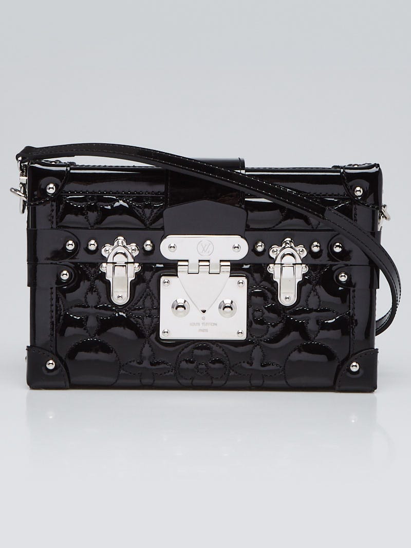 Louis Vuitton Black Fleur Monogram Vernis Petite Malle For Sale at