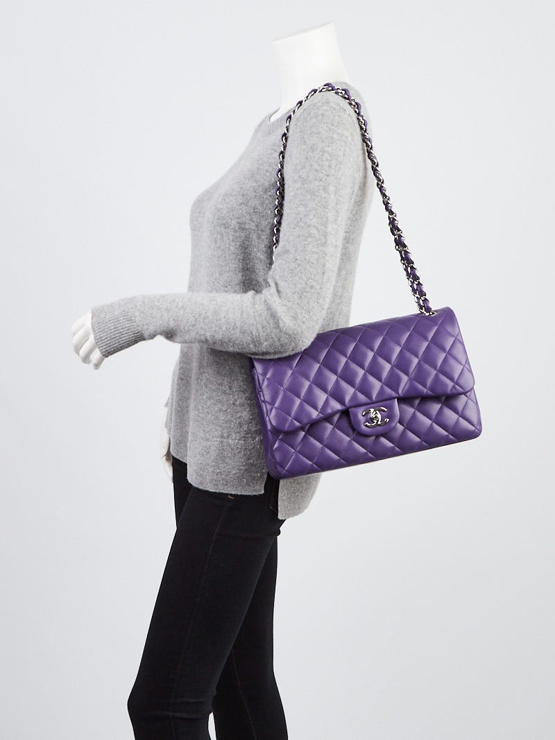 Chanel Purple Quilted Lambskin Leather Classic Jumbo Double Flap Bag -  Yoogi's Closet