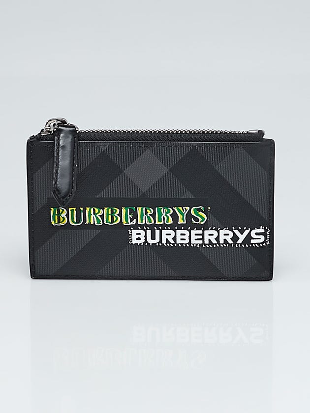 Burberry Black Leather/Coated Canvas Graffiti Print Zip Card Case