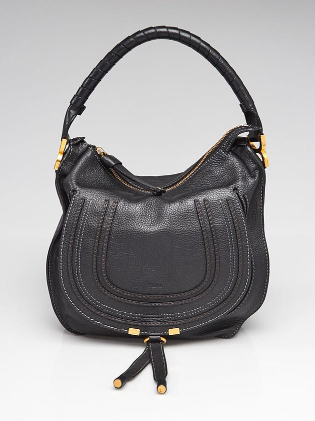 Chloe Black Pebbled Leather Medium Marcie Hobo Bag