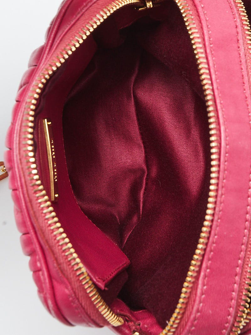 Miu Miu Fuchsia Matelasse Leather Chain Pochette Mini Bag