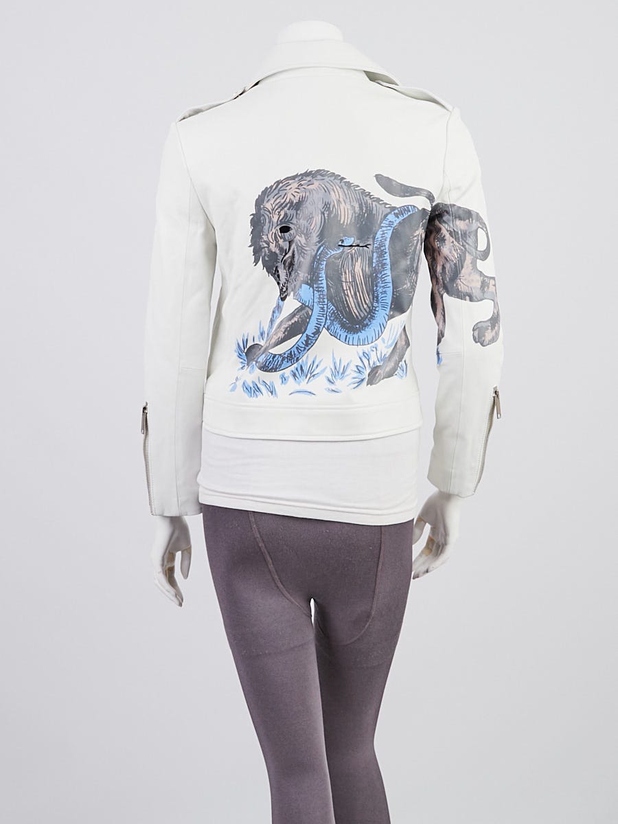 Christian Dior White Sheepskin Leather Biker Jacket Size M