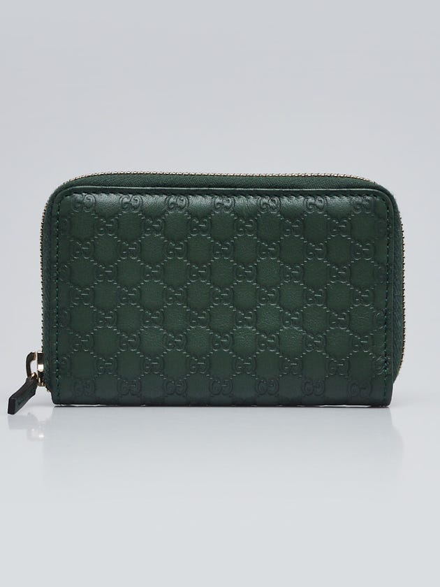 Gucci Green Microguccisima Leather Zippy Card Case