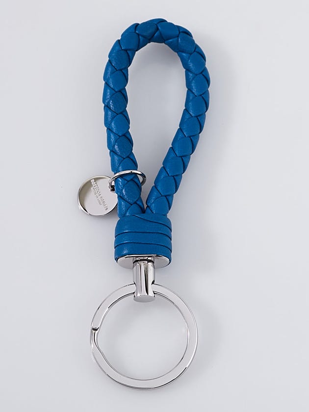 Bottega Veneta Blue Intrecciato Leather Key Ring Holder