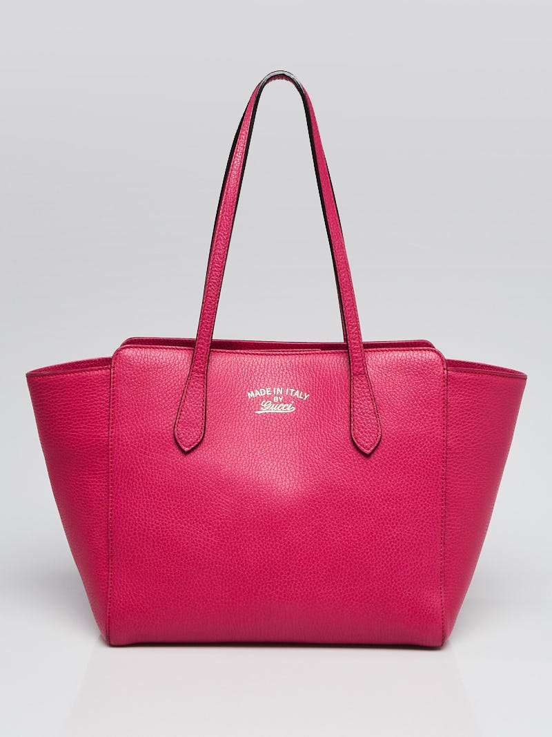Gucci Pink Pebbled Leather Small Swing Tote Bag