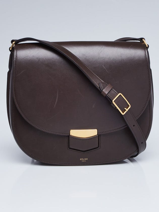 Celine Brown Smooth Calfskin Leather Medium Trotteur Bag