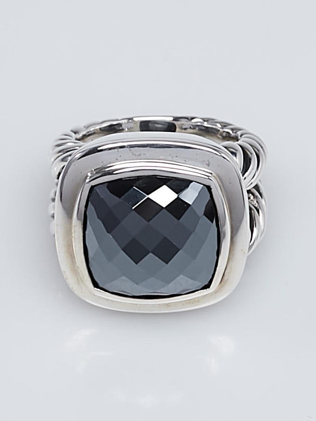 David Yurman 11mm Sterling Silver and Hematite Albion Ring Size 5.5