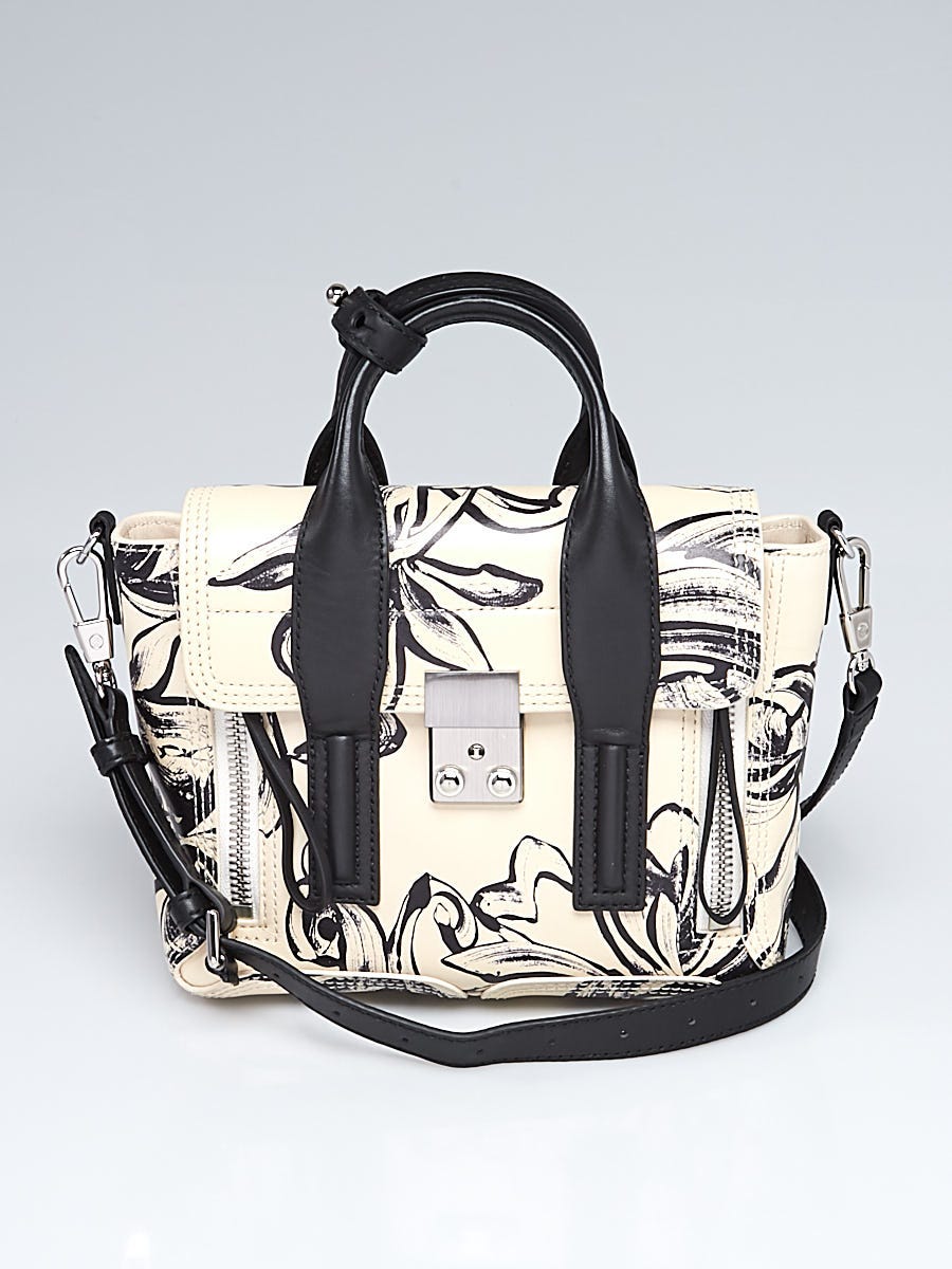 3.1 Phillip Lim White/Black Smooth Leather Mini Pashli Satchel Bag
