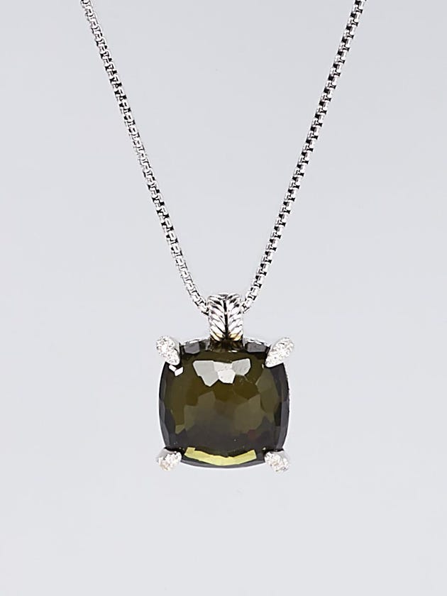 David Yurman 14mm Green Orchid and Diamonds Chatelaine Pendant Necklace