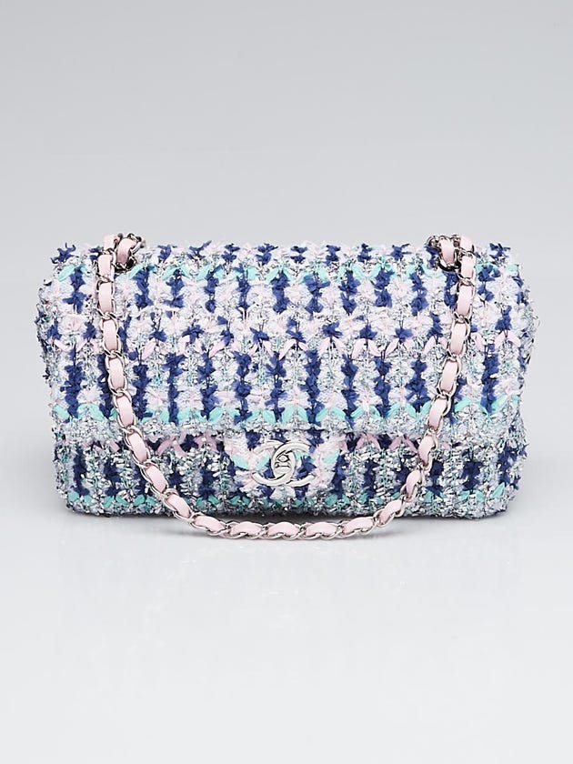 Chanel Multicolor Knit Tweed Medium Flap Bag