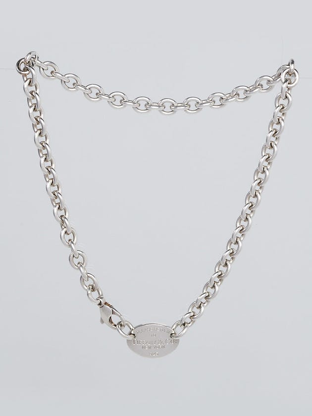 Tiffany & Co. Sterling Silver Return to Tiffany Oval Tag Choker Necklace