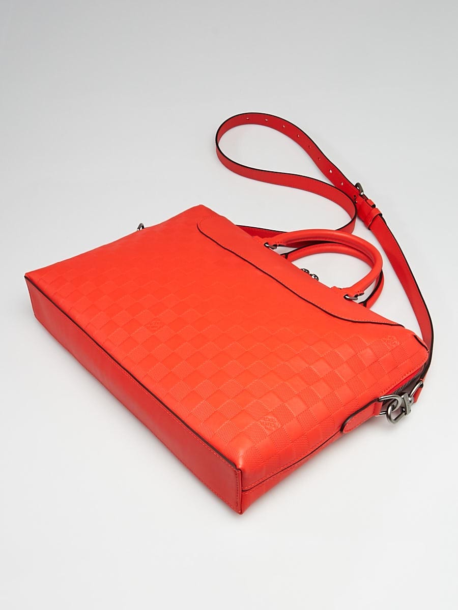 Louis Vuitton Red Orange Damier Infini Leather Porte Documents