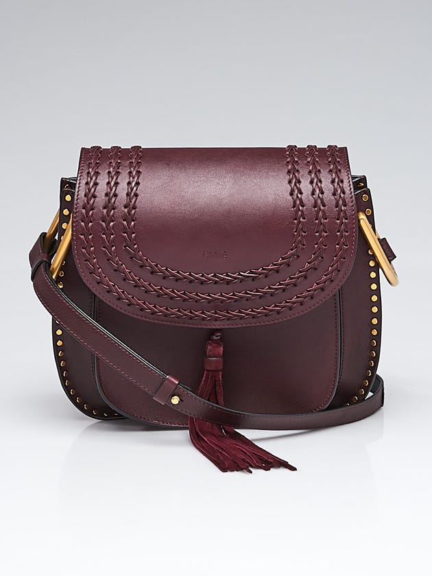 Chloe Dark Purple Braided Leather Medium Hudson Bag