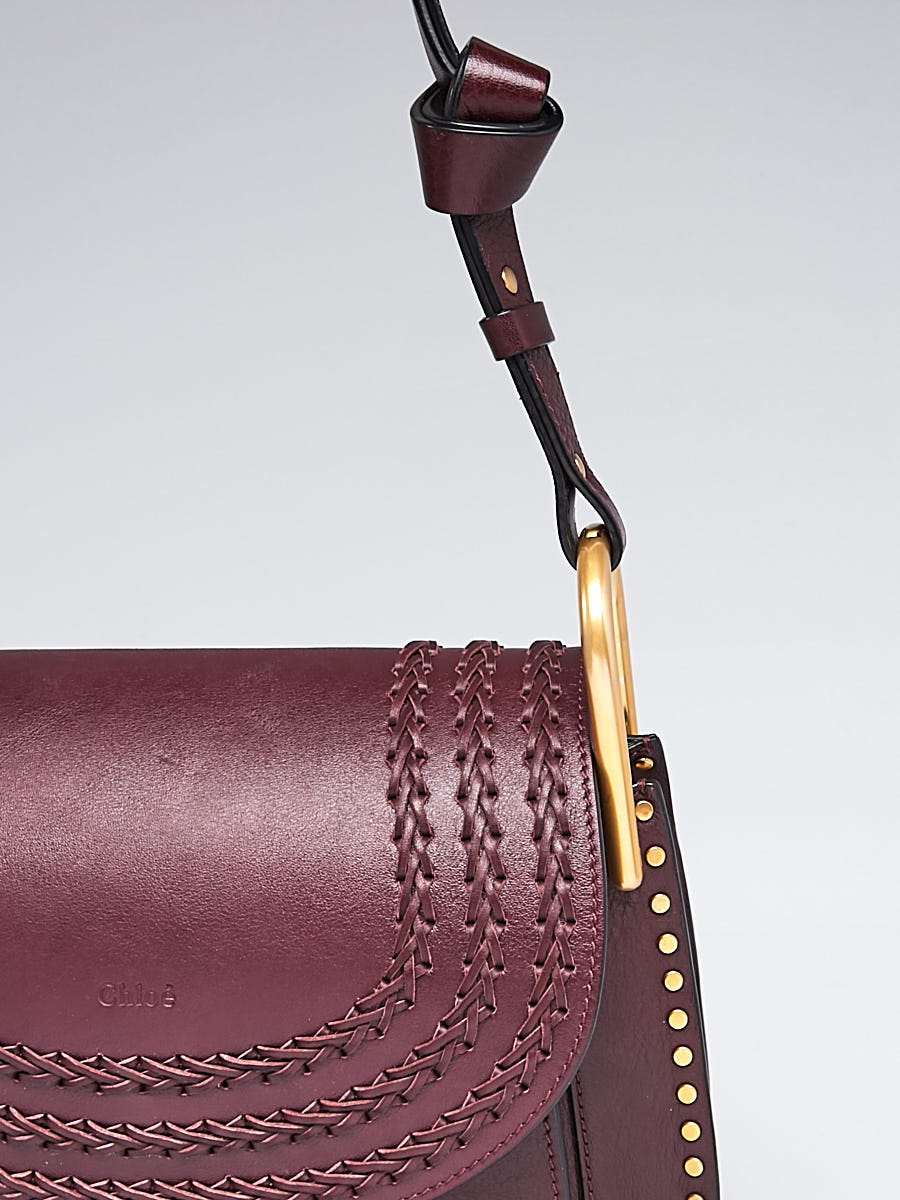 Chloe Dark Purple Braided Leather Medium Hudson Bag | Yoogi's Closet