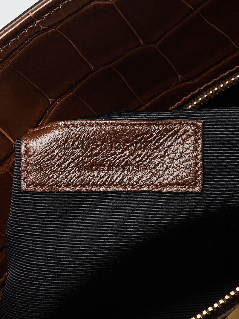 Yves Saint Laurent Brown Croc Embossed Leather Small Sac de