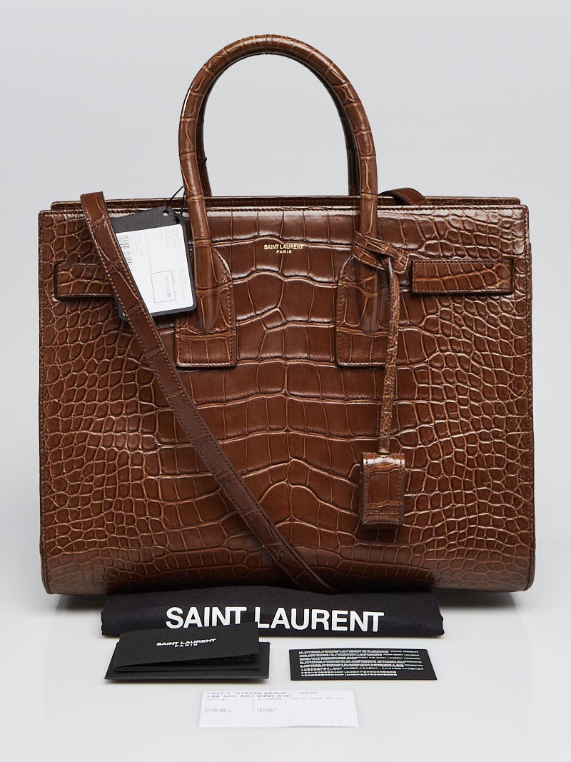 Saint Laurent, Bags, New Saint Laurent Sac De Jour Handbag Small Red  Embossed Crocodile Croc Ysl