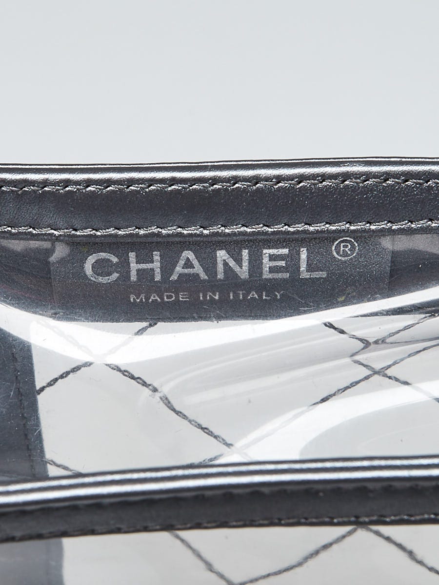 Chanel Transparent Quilted PVC and Silver Calfskin Leather Mini