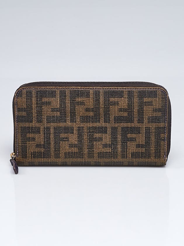 Fendi Tobacco Zucca Coated Canvas Zippy Wallet