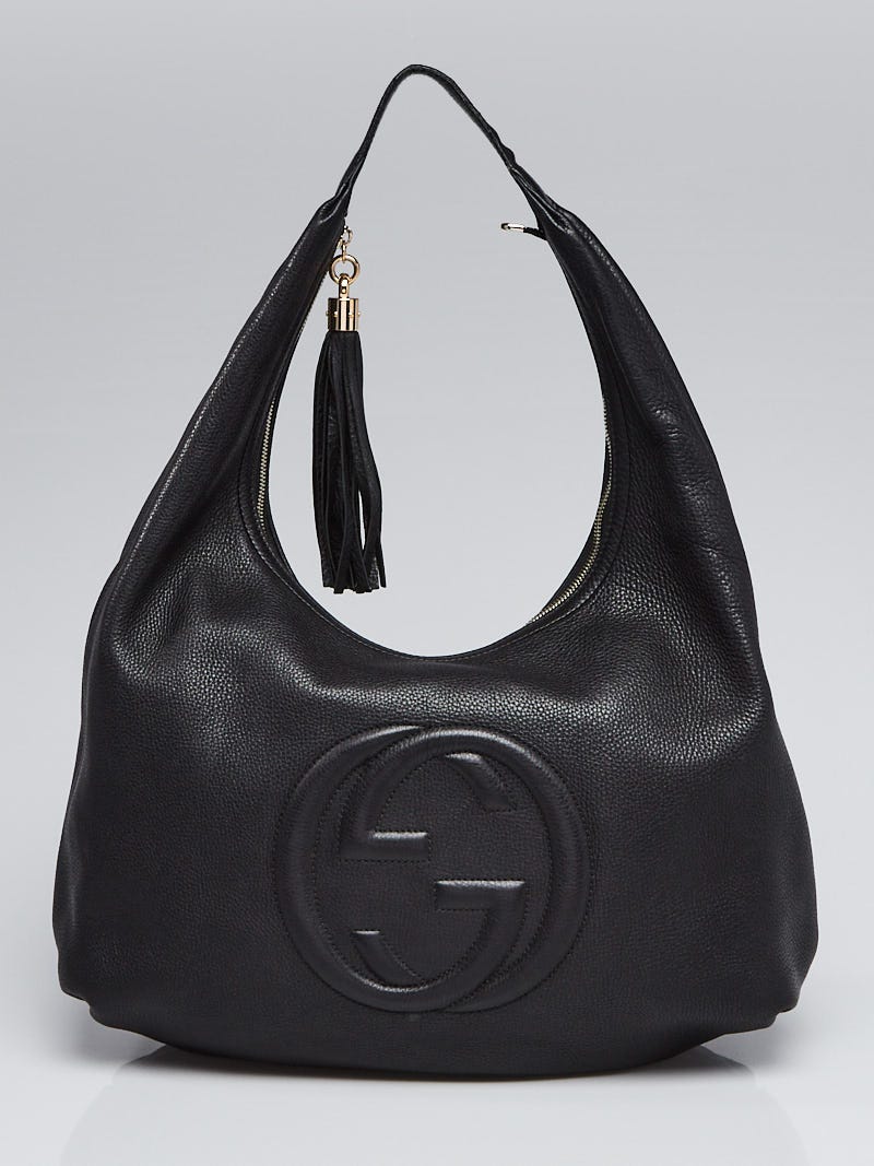 Gucci Black Pebbled Leather Soho Hobo Bag - Yoogi's Closet