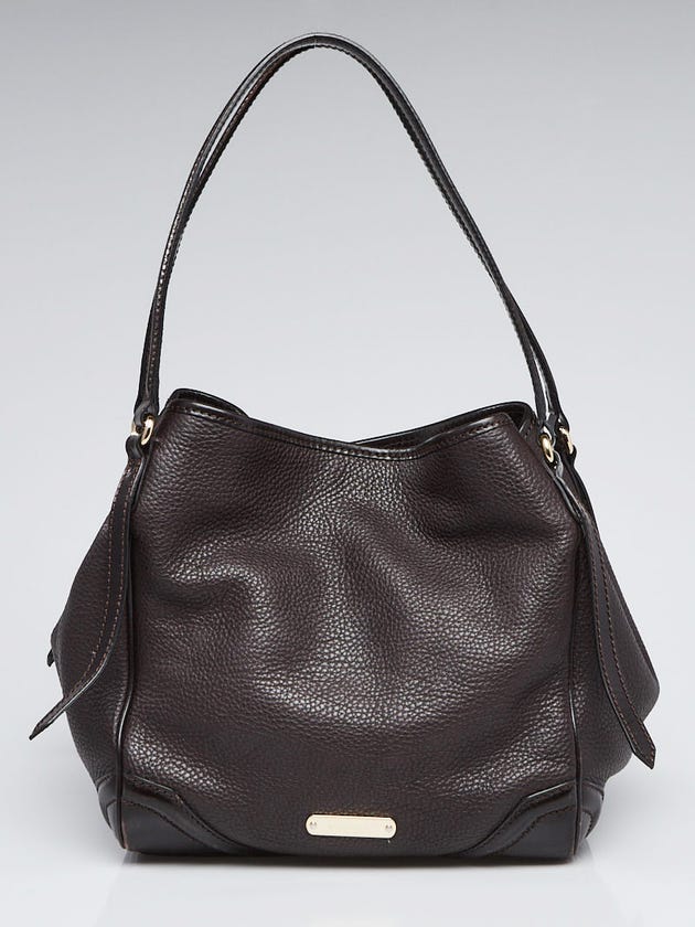 Burberry Dark Brown Pebbled Leather Canterbury Tote Bag