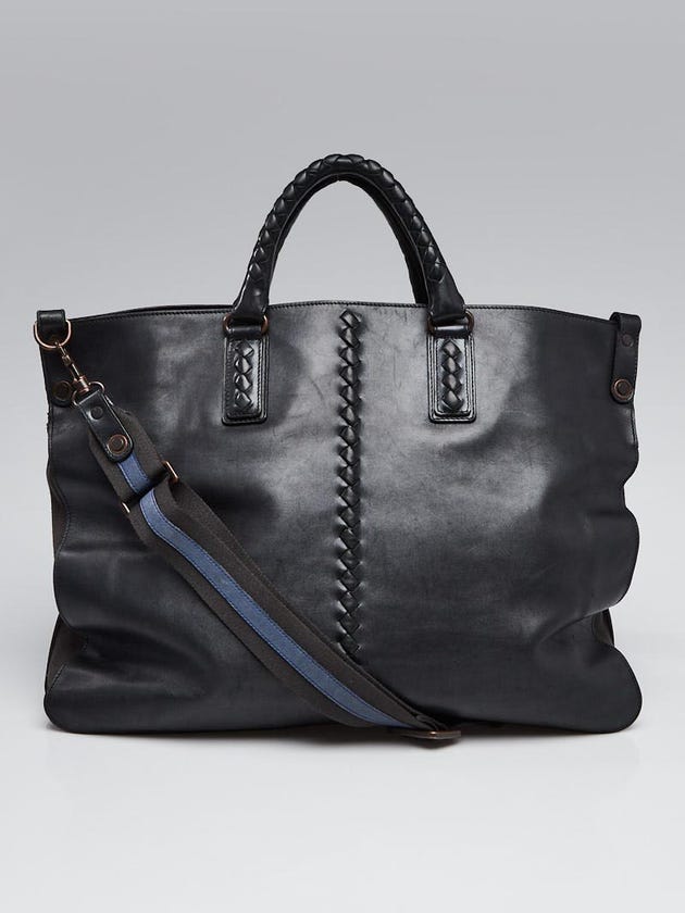 Bottega Veneta Black Intrecciato Leather Tote Bag