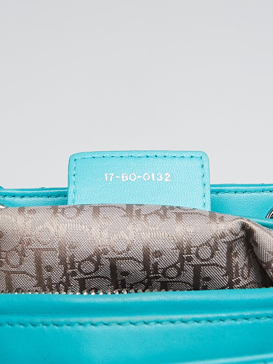 Christian Dior Turquoise Cannage Quilted Lambskin Leather Medium