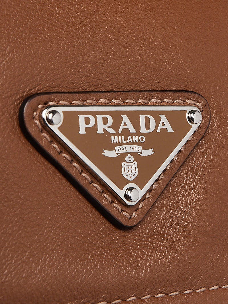 Prada Saffiano Leather Wallet-on-Chain, Brown (Cannella)