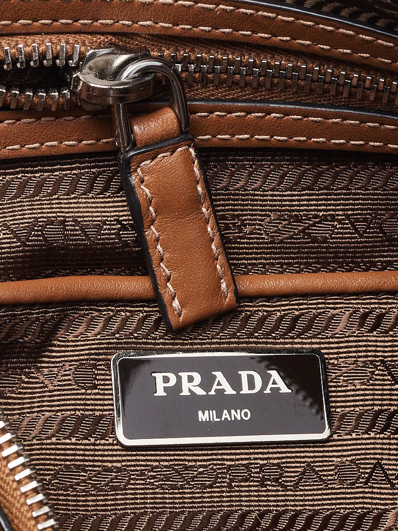 PRADA Tan CANNELLA Soft Calf QUILTED Leather CHAIN WALLET Purse